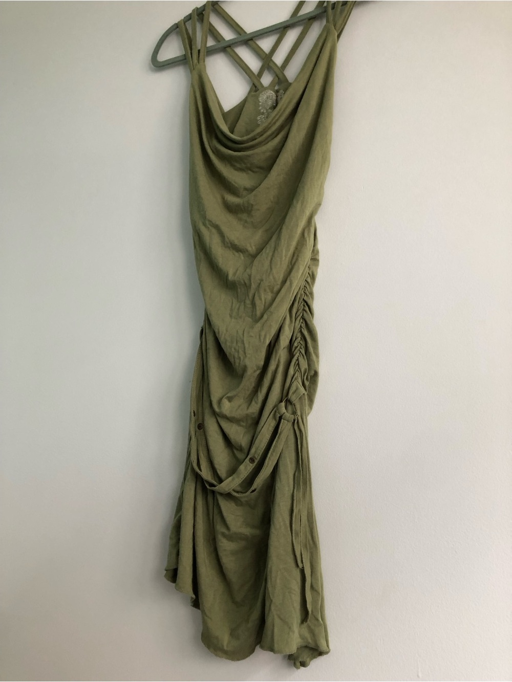 Y2K Gypsy Forest Fairy Boho Nomads Bamboo Hemp Strappy Asymmetrical Pixie Dress - Picture 14 of 16